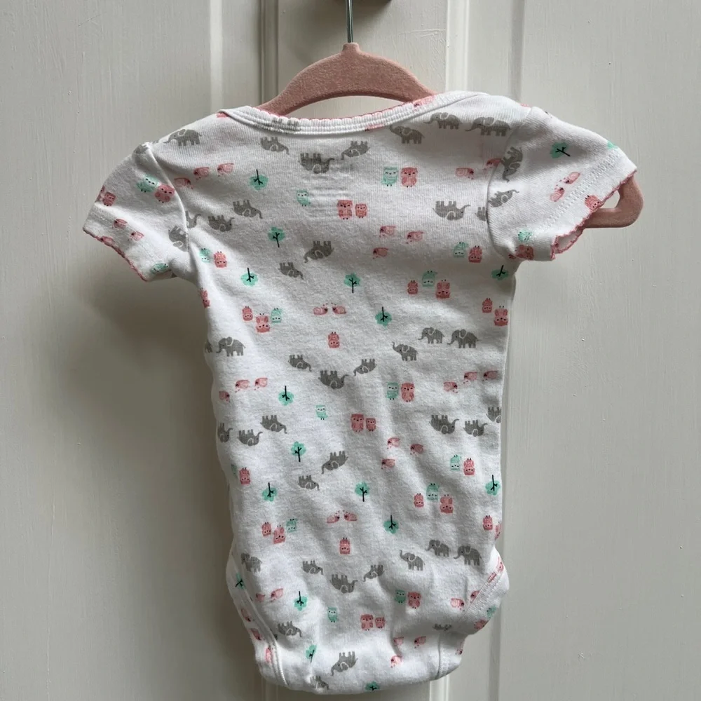 Simple Joys Newborn White Animal Girls Short Sleeve Onesie